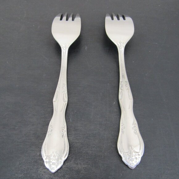 Hanford Forge Stainless Steel Salad Forks Floral Design Set of 4 - Picture 10 of 12